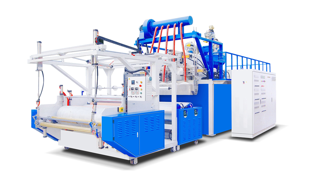 Fully high speed 3 layers co-extrusion PE cling film machine group